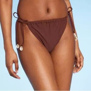 NWT Wild Fable XS (0-2) Brown Seashell Side Tie Bikini Swim Bottom